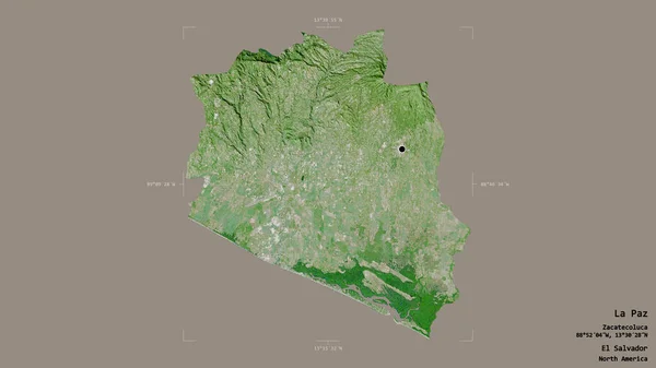 エルサルバドル省ラパスのエリアは 洗練された境界ボックスにしっかりとした背景に隔離されています ラベル 衛星画像 3Dレンダリング — ストック写真