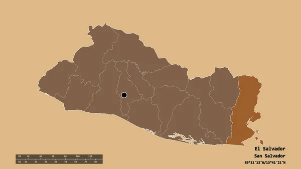 Forma Desnaturalizada Salvador Con Capital Principal División Regional Zona Separada — Foto de Stock