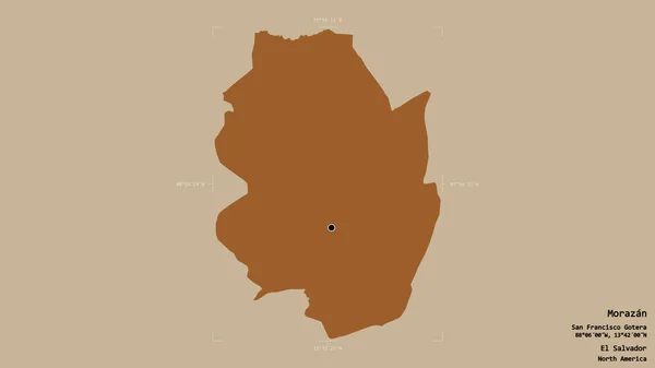 萨尔瓦多省莫拉桑地区 在一个地理参照框的坚实背景上被隔离 图形纹理的组成 3D渲染 — 图库照片
