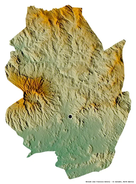 モラザンの形 エルサルバドルの部門 その首都は白い背景に隔離されました 地形図 3Dレンダリング — ストック写真