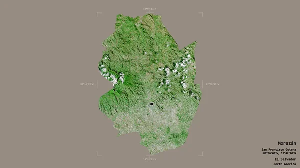 Obszar Morazan Departament Salwadoru Odizolowany Solidnym Tle Georeferencyjnej Skrzynce Granicznej — Zdjęcie stockowe