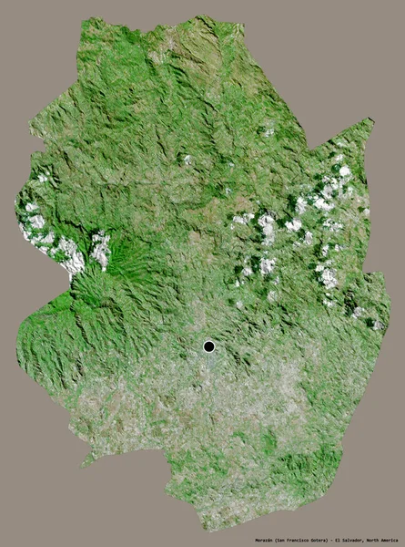 萨尔瓦多省莫拉桑的形状 其首都用纯色背景隔开 卫星图像 3D渲染 — 图库照片