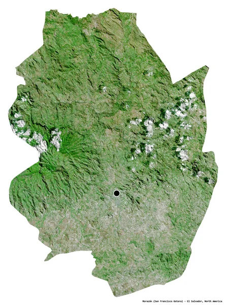 Форма Морасан Департамент Сальвадору Столицею Ізольованою Білому Тлі Супутникові Знімки — стокове фото