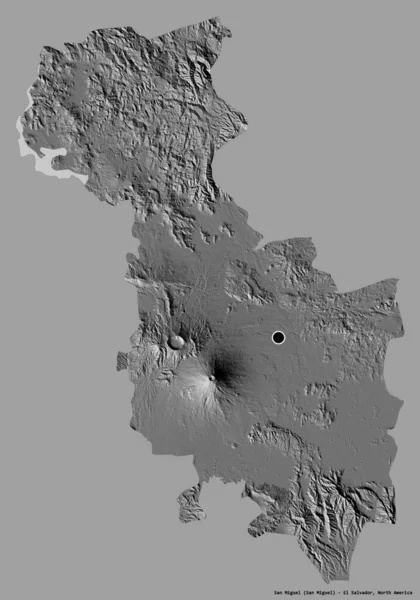 圣米格尔的形状 萨尔瓦多省 其首都孤立在一个坚实的色彩背景 Bilevel高程图 3D渲染 — 图库照片