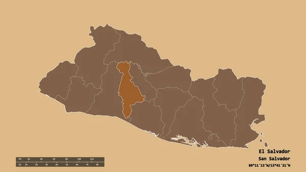 Die Ungesättigte Form Salvadors Mit Seiner Hauptstadt Der Wichtigsten Regionalen — Stockfoto