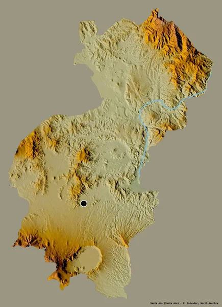 サンタアナの形 エルサルバドルの部門 その首都は 固体色の背景に隔離されました 地形図 3Dレンダリング — ストック写真