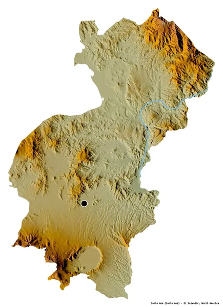 Kształt Santa Ana Departament Salwadoru Stolicą Odizolowaną Białym Tle Mapa — Zdjęcie stockowe