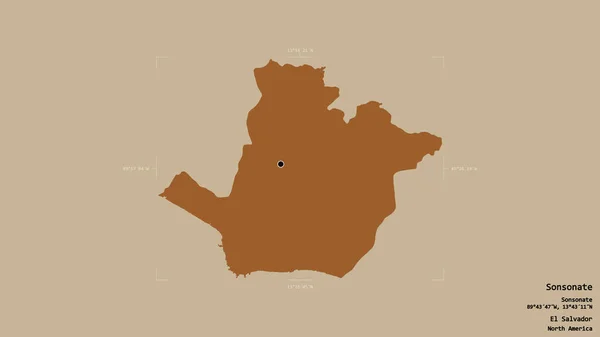 Район Сонсонате Департамент Сальвадора Изолирован Твёрдом Фоне Геометрической Коробке Метки — стоковое фото
