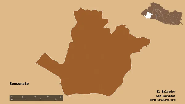 Forma Sonsonate Departamento Salvador Con Capital Aislada Sobre Fondo Sólido —  Fotos de Stock