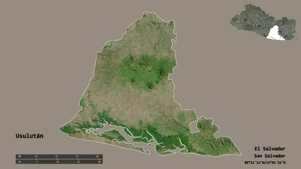 Forma Usulután Departamento Salvador Con Capital Aislada Sobre Fondo Sólido — Foto de Stock