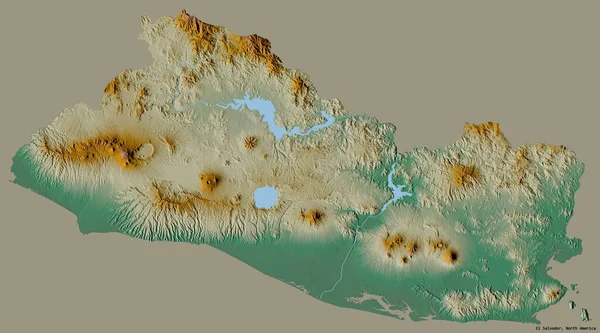 Forma Salvador Con Capital Aislado Sobre Fondo Color Sólido Mapa — Foto de Stock