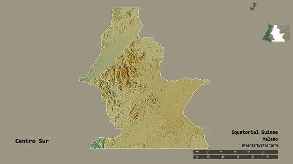 Kształt Centro Sur Prowincja Gwinei Równikowej Stolicą Odizolowaną Solidnym Tle — Zdjęcie stockowe