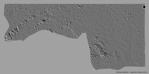 赤道几内亚Kie Ntem省的形状 其首都用纯色背景隔开 Bilevel高程图 3D渲染 — 图库照片