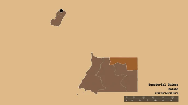 Forma Desnaturalizada Guinea Ecuatorial Con Capital División Regional Principal Zona — Foto de Stock
