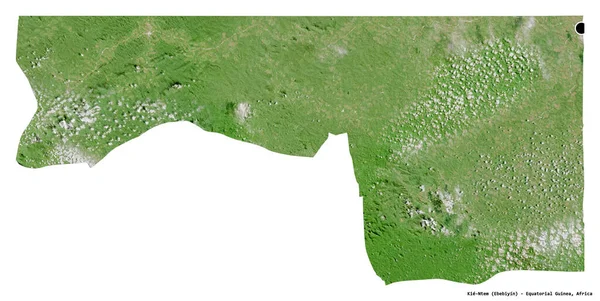 赤道几内亚Kie Ntem省的形状 其首都因白人背景而孤立 卫星图像 3D渲染 — 图库照片