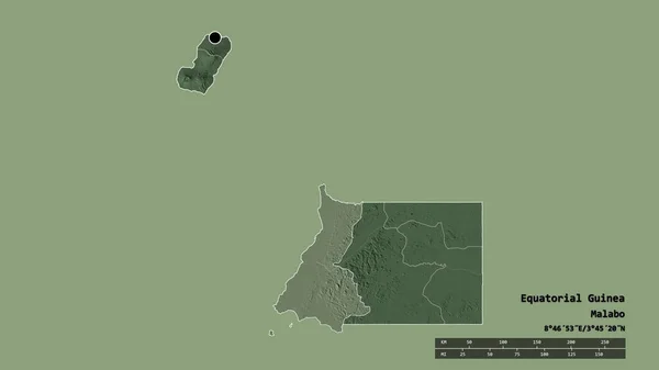 Desaturated Shape Equatorial Guinea Its Capital Main Regional Division Separated — Stock Photo, Image