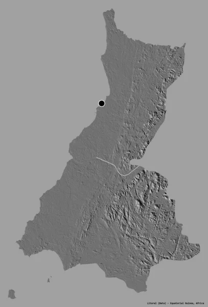 Forma Litoral Provincia Guinea Ecuatorial Con Capital Aislada Sobre Fondo — Foto de Stock