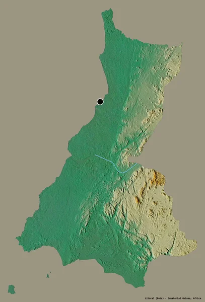 Форма Литорала Провинция Экваториальная Гвинея Столицей Изолированной Твёрдом Цветном Фоне — стоковое фото