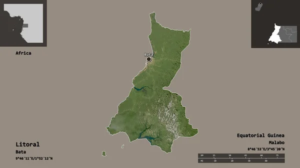 Forma Litoral Provincia Guinea Ecuatorial Capital Escala Distancia Vistas Previas — Foto de Stock