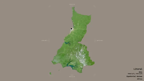 赤道几内亚省利托拉尔地区 在一个地理参照框的坚实背景下被隔离 卫星图像 3D渲染 — 图库照片