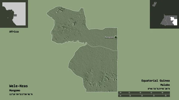 Form Von Wele Nzas Provinz Äquatorialguinea Und Seiner Hauptstadt Entfernungsskala — Stockfoto