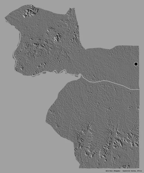 赤道几内亚省Wele Nzas的形状 其首都用纯色背景隔开 Bilevel高程图 3D渲染 — 图库照片