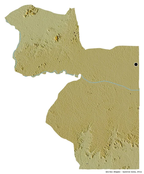 赤道几内亚省Wele Nzas的形状 其首都因白色背景而孤立 地形浮雕图 3D渲染 — 图库照片