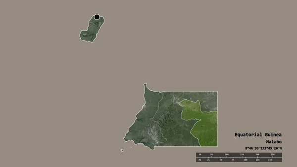 Die Ungesättigte Form Äquatorialguineas Mit Seiner Hauptstadt Der Wichtigsten Regionalen — Stockfoto