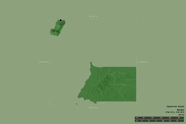 Area Equatorial Guinea Isolated Solid Background Georeferenced Bounding Box Main — Stock Photo, Image