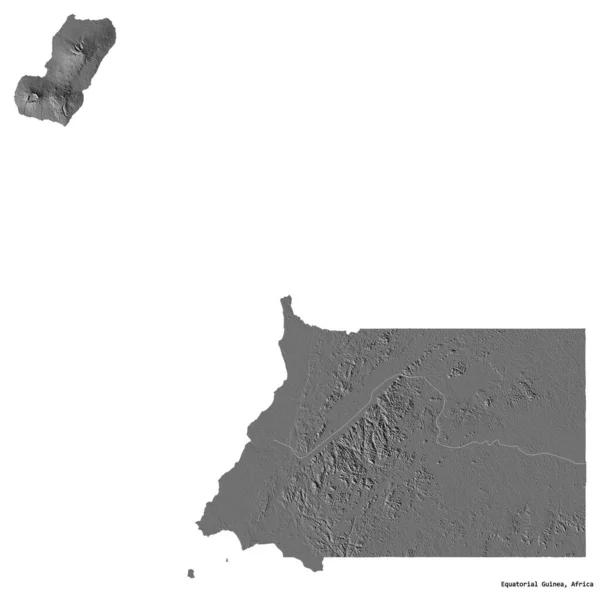 赤道ギニアの形で その首都は白い背景に孤立しています 標高マップ 3Dレンダリング — ストック写真