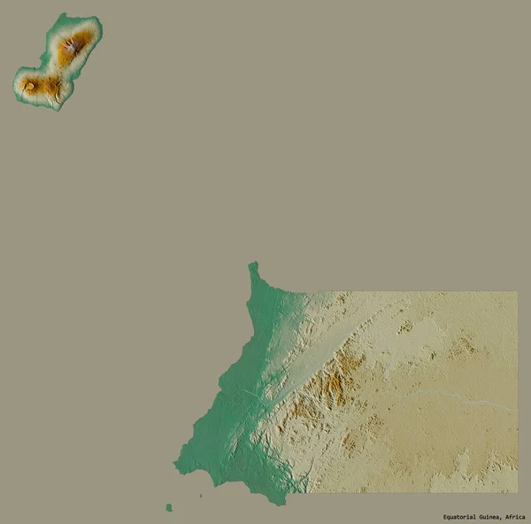 Form Ekvatorialguinea Med Dess Huvudstad Isolerad Solid Färg Bakgrund Topografisk — Stockfoto