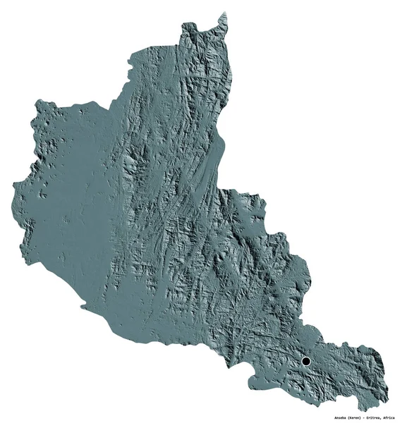 Forma Anseba Región Eritrea Con Capital Aislada Sobre Fondo Blanco — Foto de Stock