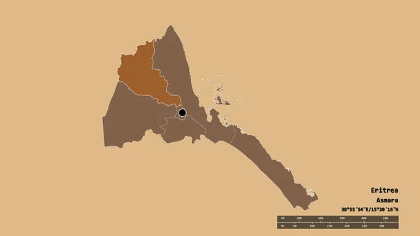 Vyprahlý Tvar Eritrey Hlavním Městem Hlavní Regionální Divizí Odděleným Územím — Stock fotografie