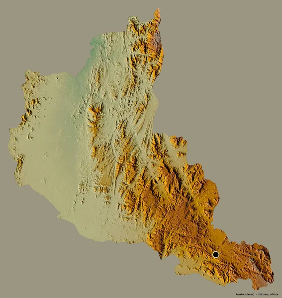 Forma Anseba Región Eritrea Con Capital Aislado Sobre Fondo Color — Foto de Stock