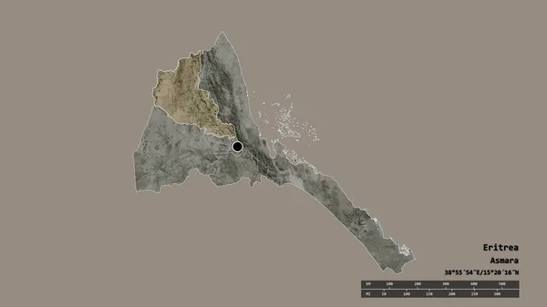 Bentuk Desaturasi Eritrea Dengan Ibukotanya Divisi Regional Utama Dan Wilayah — Stok Foto