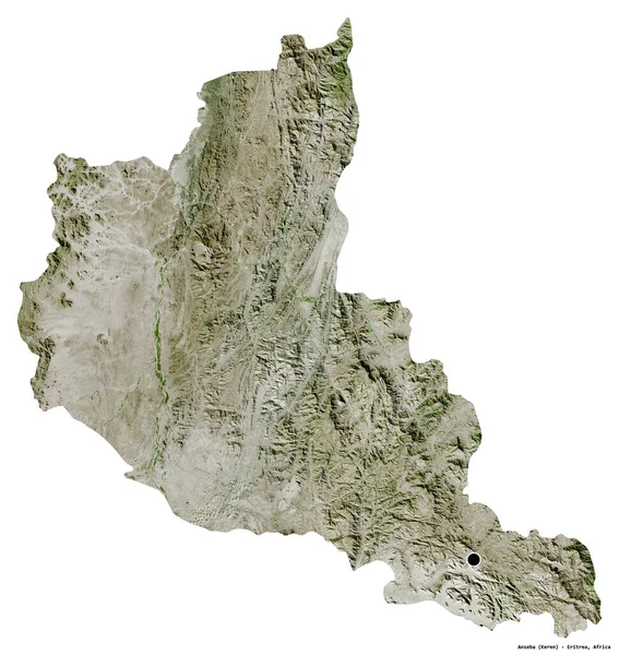 エリトリア地方のアンセバの形で 首都は白い背景に孤立しています 衛星画像 3Dレンダリング — ストック写真