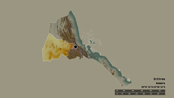 Forma Dessaturada Eritreia Com Sua Capital Principal Divisão Regional Área — Fotografia de Stock