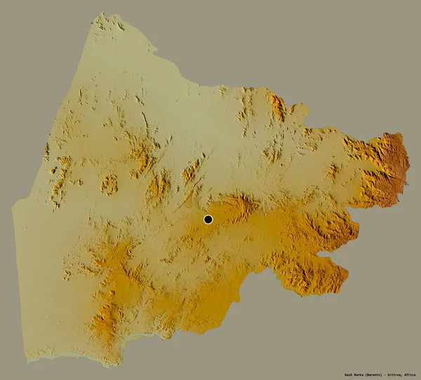 Forme Gash Barka Région Érythrée Avec Capitale Isolée Sur Fond — Photo