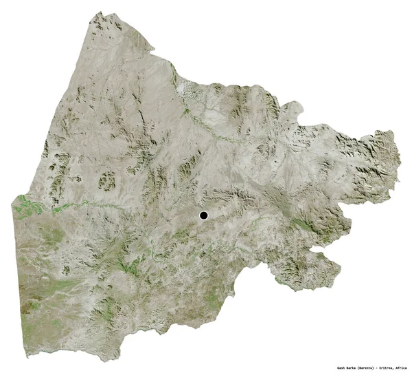 Форма Гаш Барки Області Еритреї Столицею Ізольованою Білому Тлі Супутникові — стокове фото