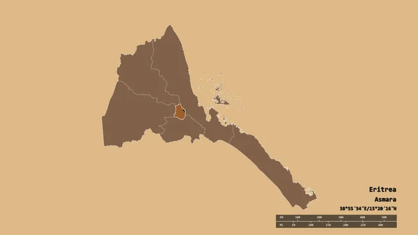 Bentuk Desaturasi Eritrea Dengan Ibukotanya Divisi Regional Utama Dan Wilayah — Stok Foto