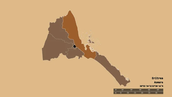 Forma Desnaturalizada Eritrea Con Capital División Regional Principal Zona Separada — Foto de Stock