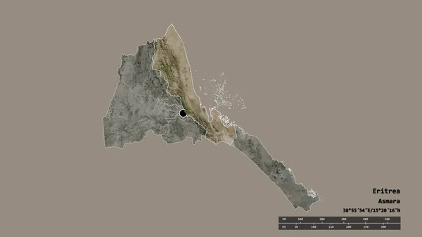 主要な地域部門と分離セメナウィ バリ地域とエリトリアの荒廃した形 ラベル 衛星画像 3Dレンダリング — ストック写真