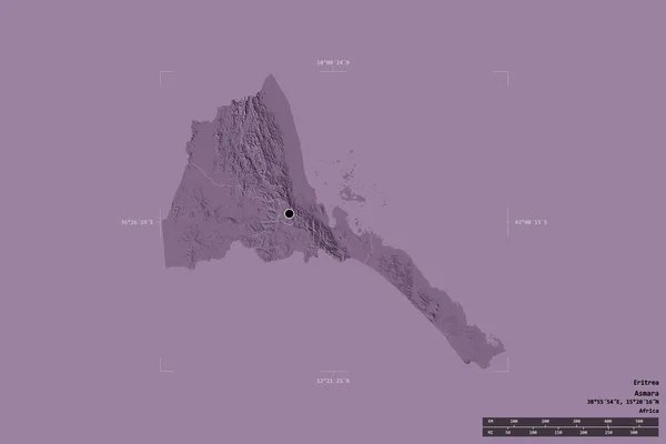 Oblast Eritreje Izolovaná Pevném Pozadí Georeferenčním Ohraničujícím Boxu Hlavní Regionální — Stock fotografie