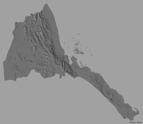 Forma Eritrea Con Capital Aislado Sobre Fondo Color Sólido Mapa — Foto de Stock