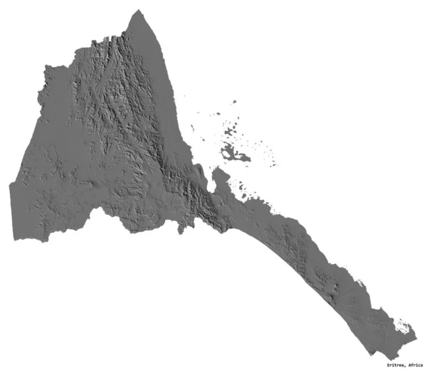 Shape Eritrea Its Capital Isolated White Background Bilevel Elevation Map — Stock Photo, Image