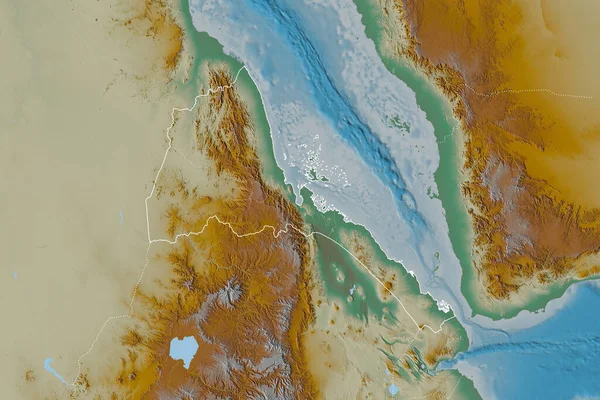 Area Estesa Dell Eritrea Con Contorno Nazionale Confini Internazionali Regionali — Foto Stock