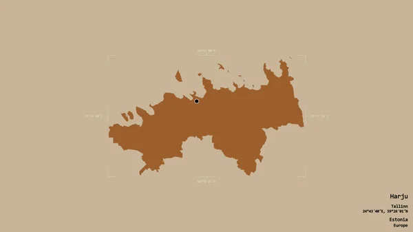 Area Harju County Estonia Isolated Solid Background Georeferenced Bounding Box — Stock Photo, Image
