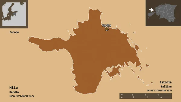 Forma Hiiu Condado Estônia Sua Capital Escala Distância Previews Rótulos — Fotografia de Stock