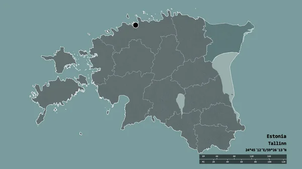 Forma Dessaturada Estônia Com Sua Capital Principal Divisão Regional Área — Fotografia de Stock