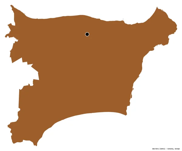 Form Ida Viru Grevskapet Estland Med Huvudstaden Isolerad Vit Bakgrund — Stockfoto